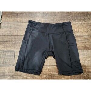 Baleaf Womens XL Black High-Waisted Bike Shorts Side Pockets Polyester/Spandex